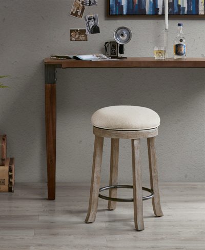 Ink+ivy 19.25" Oaktown Wide Wood Swivel Counter Stool In Cream,reclaimed Gray