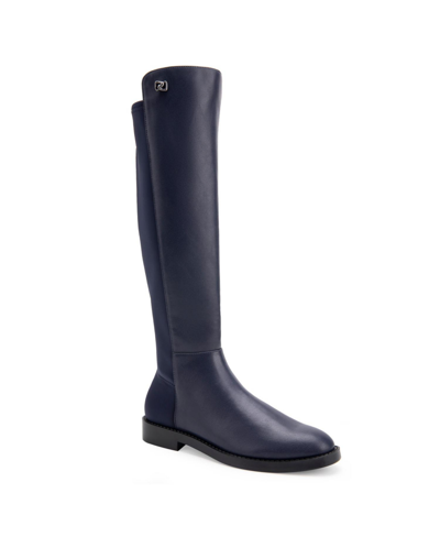 Shop Aerosoles Trapani Boot-casual Boot-tall In Navy - Faux Leather