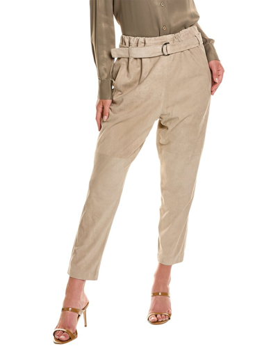 Shop Brunello Cucinelli Belted Suede Pant