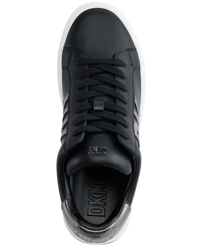 Shop Dkny Women's Abeni Lace Up Low Top Sneakers In Black,dark Gunmetal