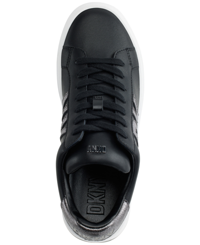 Dkny Women's Abeni Lace Up Low Top Sneakers In Black,dark Gunmetal