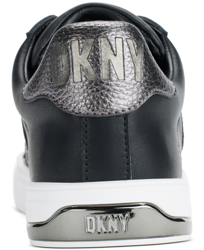 Dkny Women's Abeni Lace Up Low Top Sneakers In Black,dark Gunmetal