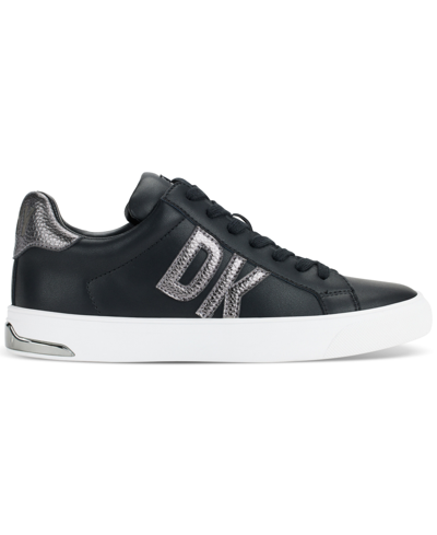 Shop Dkny Women's Abeni Lace Up Low Top Sneakers In Black,dark Gunmetal