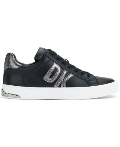 Dkny Women's Abeni Lace Up Low Top Sneakers In Black,dark Gunmetal