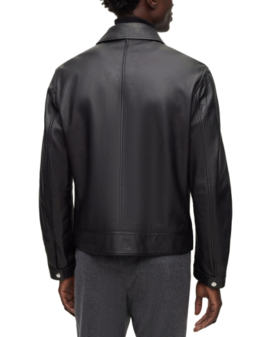 Shop Hugo Boss Boss By  Men's Two-way Zip Leather Jacket In Black