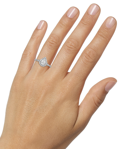 Shop Alethea Certified Diamond Pear Halo Engagement Ring (1 Ct. T.w.) In 14k White Gold Featuring Diamonds From D