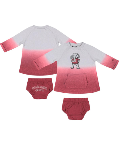 Shop Colosseum Newborn And Infant Girls  Gray, Crimson Distressed Alabama Crimson Tide Hand In Hand Ombre  In Gray,crimson