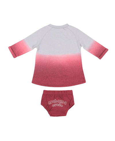 Colosseum Newborn And Infant Girls  Gray, Crimson Distressed Alabama Crimson Tide Hand In Hand Ombre In Gray,crimson