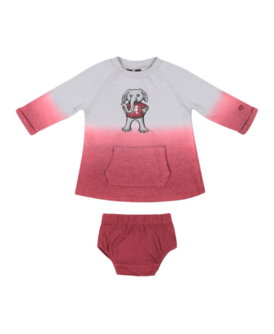 Colosseum Newborn And Infant Girls  Gray, Crimson Distressed Alabama Crimson Tide Hand In Hand Ombre In Gray,crimson