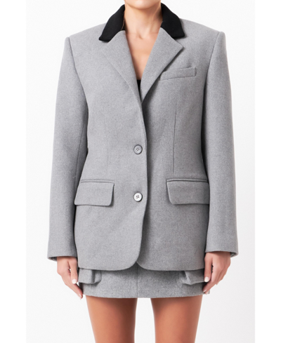 Shop Grey Lab Women's Wool Oversize Blazer In Grey,black