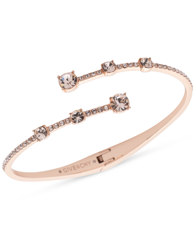 Shop Givenchy Crystal Pave Bypass Bangle Bracelet In Dark Pink