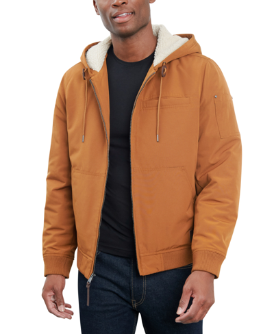 Shop Lucky Brand Men's Fleece-lined Zip-front Hooded Jacket In Tobacco