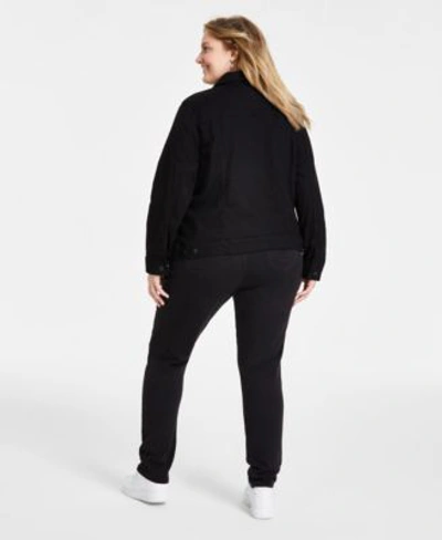 Shop Levi's Levis Plus Size Trucker Jacket Ribbed Top 311 Skinny Jeans In Bloom Black