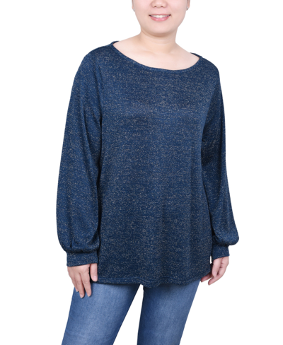 Shop Ny Collection Petite Long Sleeve Tunic Top In Gibraltar Sea