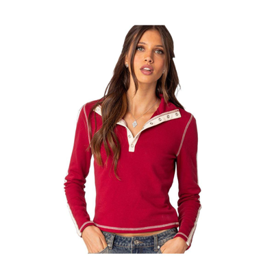 Shop Edikted Women's Gio Contrast Stitch Sweatshirt In Red