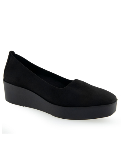 Aerosoles Cowley Casual-wedge In Black Faux Suede