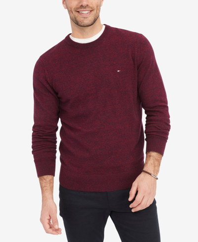 Shop Tommy Hilfiger Men's Regular-fit Pima Cotton Cashmere Blend Solid Crewneck Sweater In Creme,black