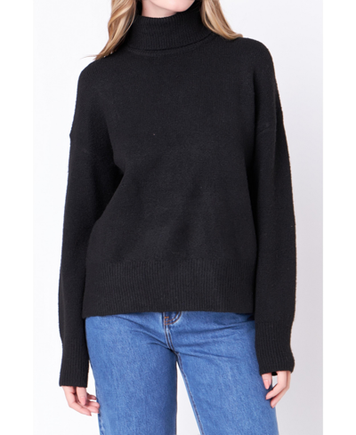 Shop English Factory Women's Turtleneck Long Sleeve Sweater In Black