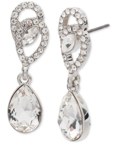 Shop Givenchy Silver-tone Crystal Pave Small Drop Earrings In White