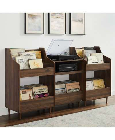 Crosley Furniture Liam 3pc Medium-density Fiberboard (mdf) Record Player Stand And Vinyl Storage Set In Walnut