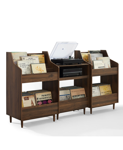 Crosley Furniture Liam 3pc Medium-density Fiberboard (mdf) Record Player Stand And Vinyl Storage Set In Walnut