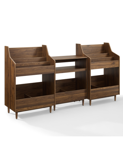 Crosley Furniture Liam 3pc Medium-density Fiberboard (mdf) Record Player Stand And Vinyl Storage Set In Walnut