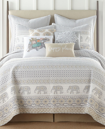 Levtex Nacala Elephant Decorative Pillow, 14" X 18" In White,gray
