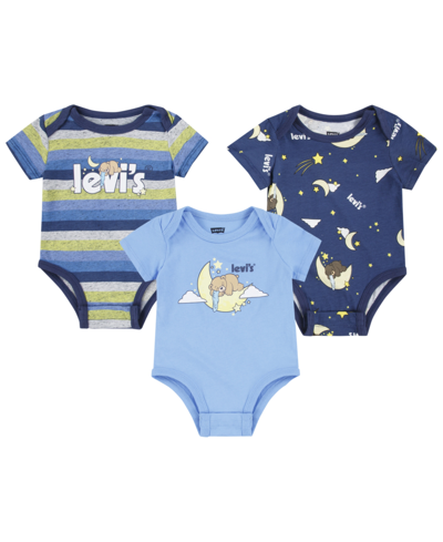 Shop Levi's Baby Boys Sleeping Under The Stars Bodysuit, Pack Of 3 In All Aboard