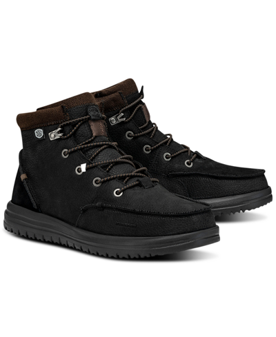 Shop Hey Dude Men's Bradley Leather Casual Boots From Finish Line In Black
