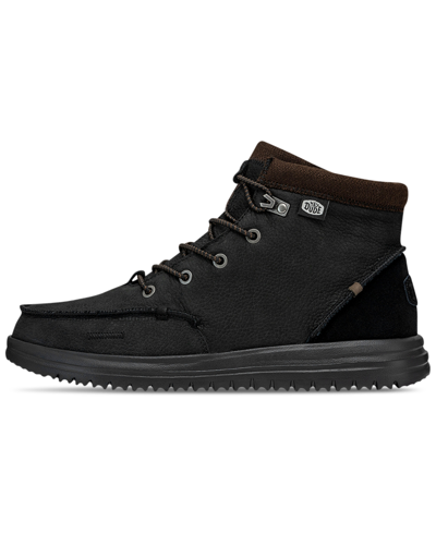 Shop Hey Dude Men's Bradley Leather Casual Boots From Finish Line In Black