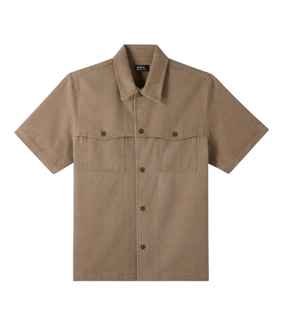 Apc Gilles Short-sleeved Shirt In Iaa - Blue