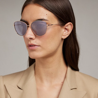 Shop Ralph Lauren Stirrup Vivienne Sunglasses In Pale Gold