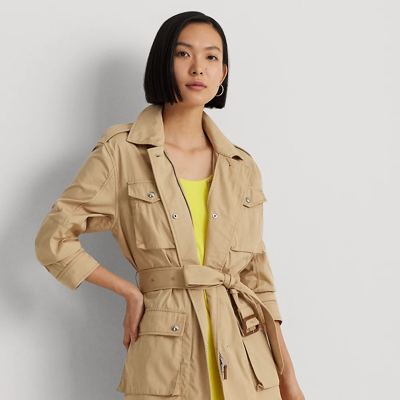 Lauren Ralph Lauren Belted Cotton Twill Field Jacket In Birch Tan | ModeSens