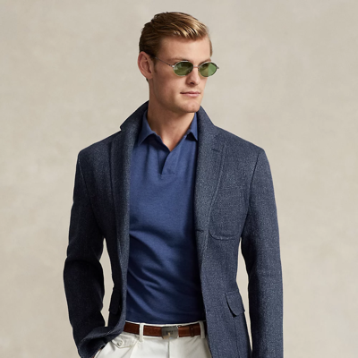 Shop Ralph Lauren Polo Soft Tailored Linen-wool Sport Coat In Navy/blue Multi