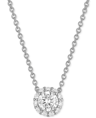 Alethea Certified Diamond Halo Pendant Necklace (1/2 Ct. T.w.) In 14k White Gold Featuring Diamonds From De In White Gold