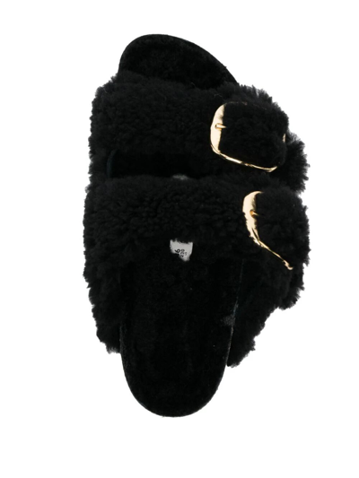 Shop Birkenstock Arizona Big Buckle Shearling Teddy With Fur In Black