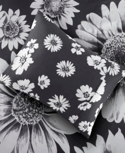 Shop Intelligent Design Closeout  Maude Floral Reversible Comforter Sets In Black,white