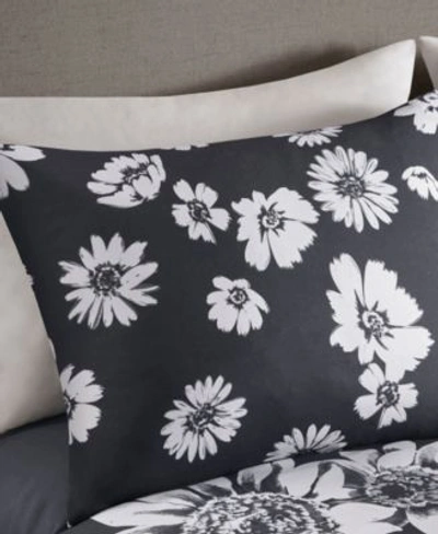 Shop Intelligent Design Closeout  Maude Floral Reversible Comforter Sets In Black,white