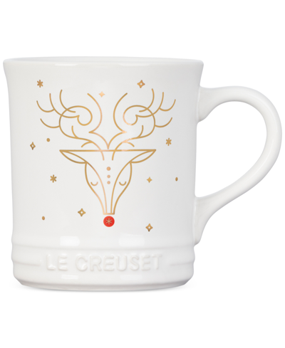 Shop Le Creuset Noel Collection 14-oz. Stoneware Rudolph Coffee Mug In White