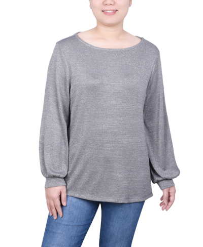 Shop Ny Collection Petite Long Sleeve Tunic Top In Silver