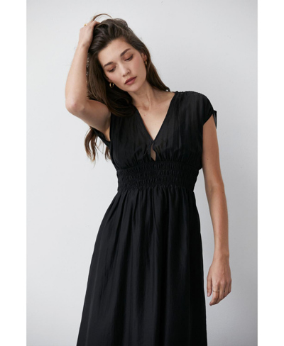 Shop Crescent Women's Allison Smocked Waist Midi Dress In Black