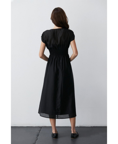 Shop Crescent Women's Allison Smocked Waist Midi Dress In Black