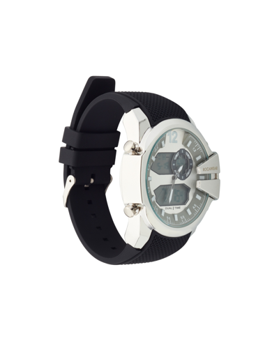 Shop Rocawear Men's Analog-digital Black Silicone Strap Watch 51mm In Silver,black
