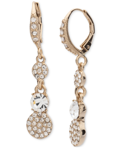 Shop Givenchy Gold-tone Crystal Pave Double Drop Earrings In White