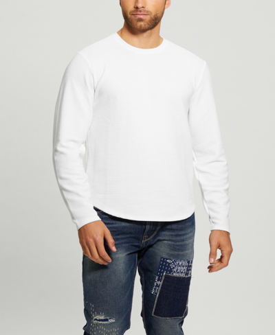 Shop Guess Men's Textured Long-sleeve T-shirt In Pure White