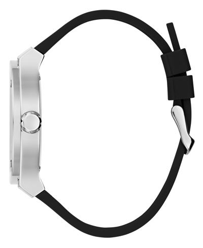 Guess Men's Multi-function Black Silicone Watch 45mm In Black