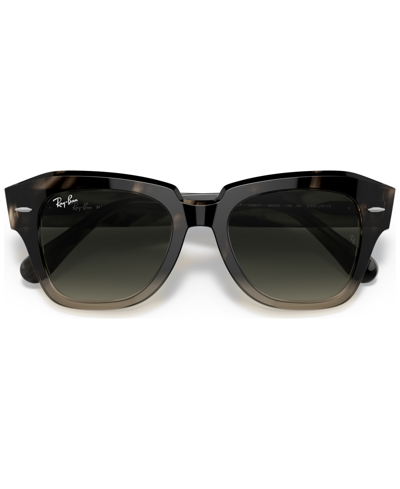 Ray Ban Unisex State Street Sunglasses, Gradient Rb2186 In Gradient Gray Havana