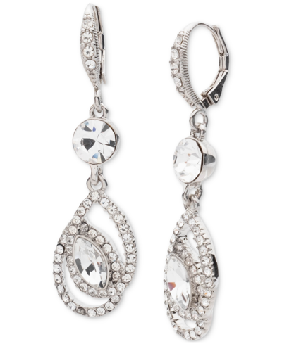 Shop Givenchy Silver-tone Crystal Pave Pear Drop Earrings In White