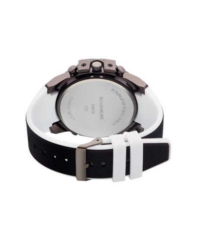 Shop Rocawear Men's Analog-digital Black And White Silicone Strap Watch 51mm In Black,white