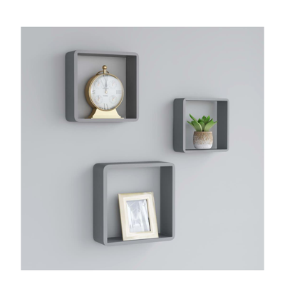 Shop Vidaxl Wall Cube Shelves 3 Pcs Gray Mdf In Grey